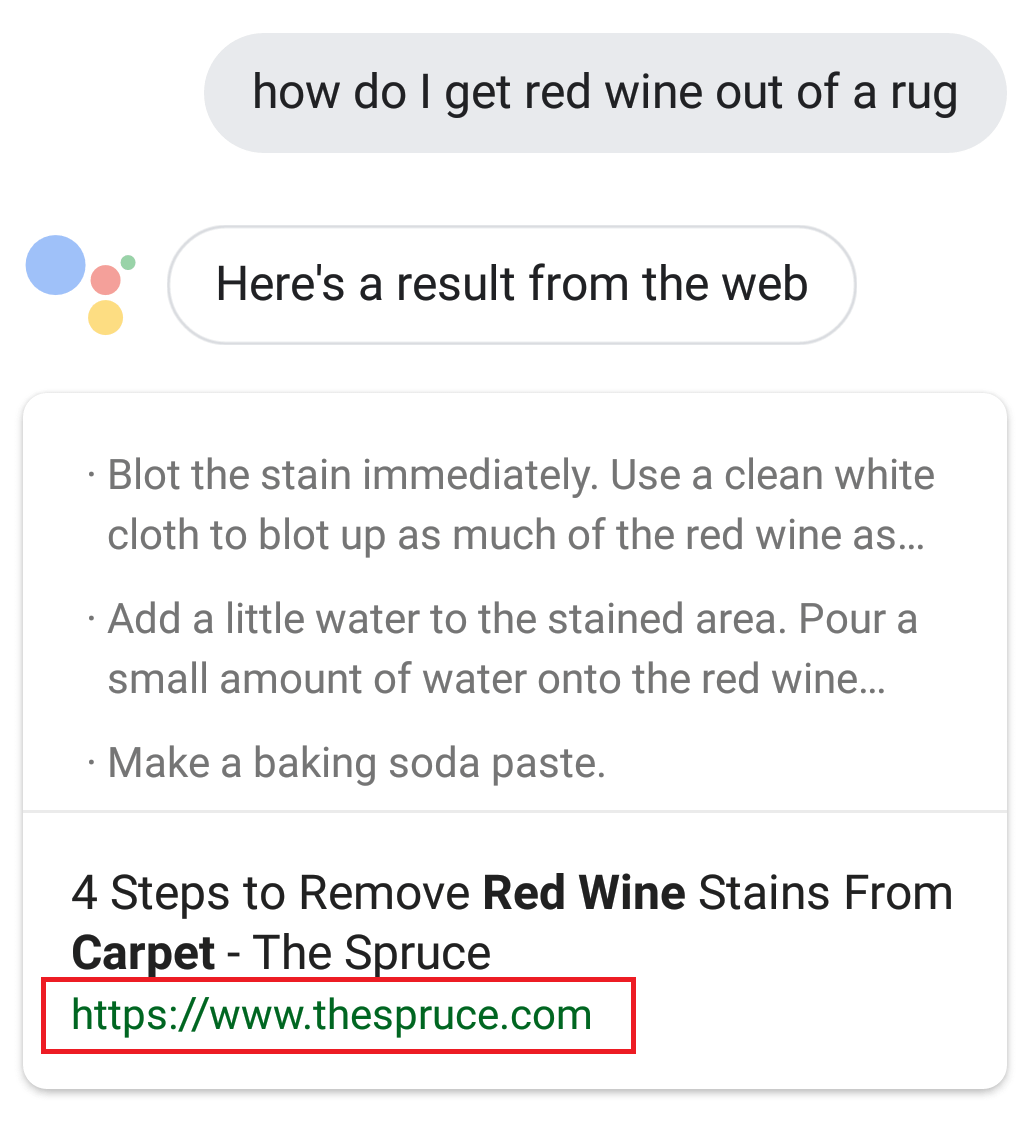 Some organic search results also display a web source