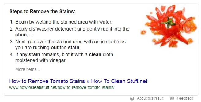An example of a Featured Snippet