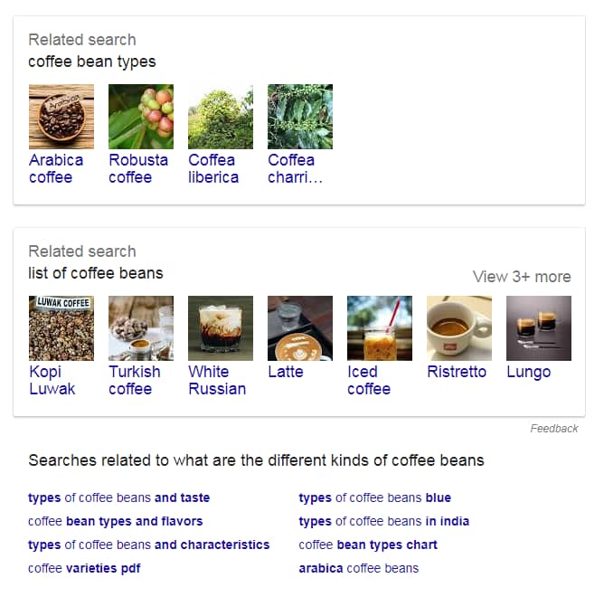 An image showing related search suggestions 