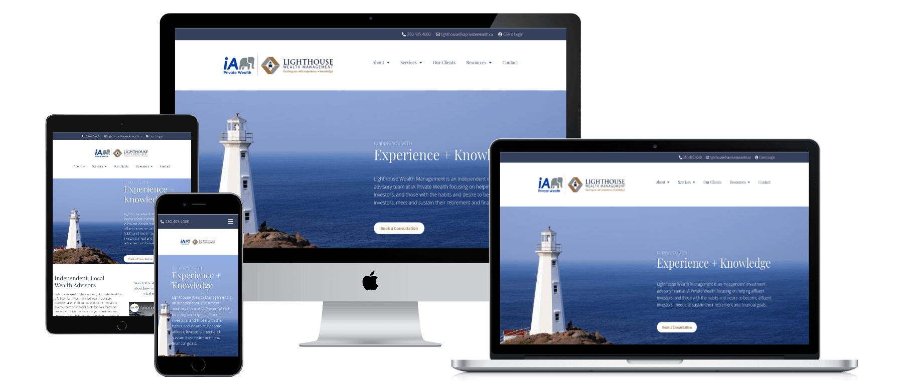 Lighthouse Wealth website responsive website mockup